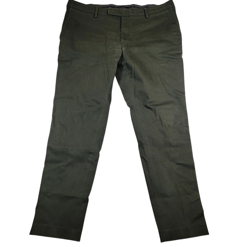 Brooks Brothers Men's Soho Chino Pant Sz 40x32 Olive Green Flannel Pocket Thick